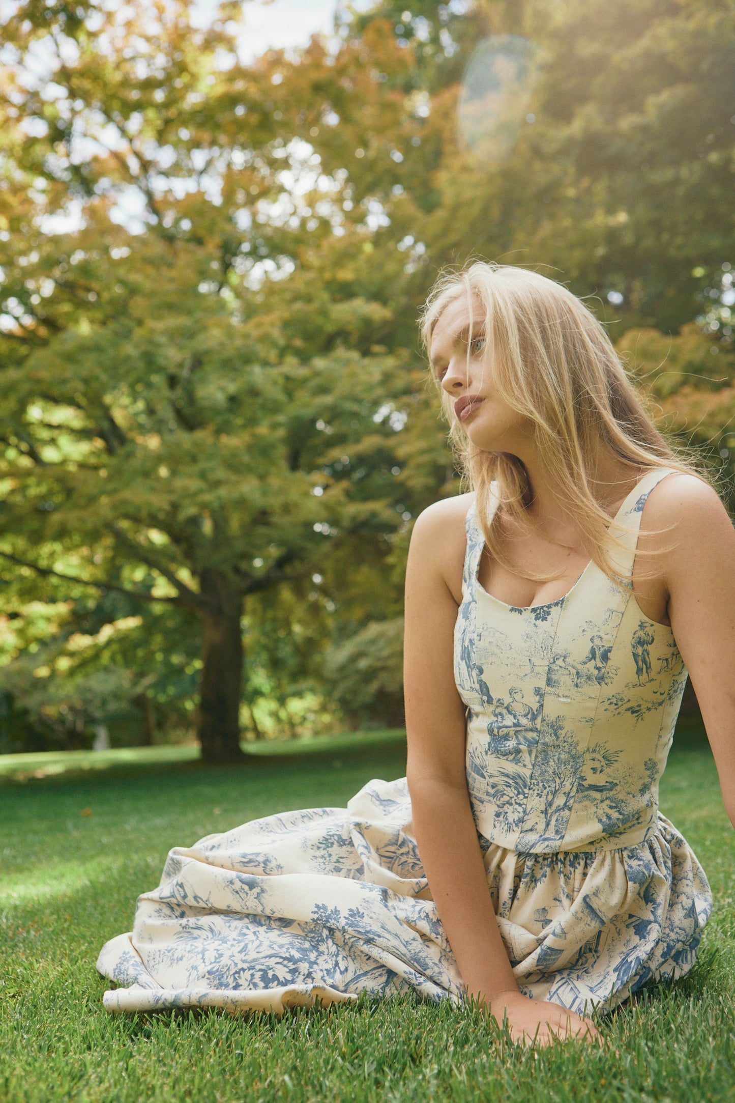 The Brigitte Skirt in Blue Toile